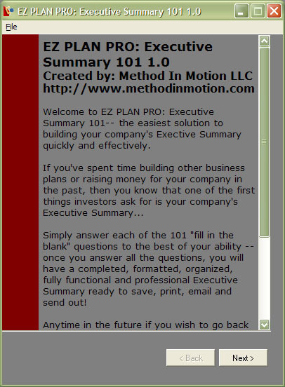EZ Plan Pro: Executive Summary 101 Screenshot